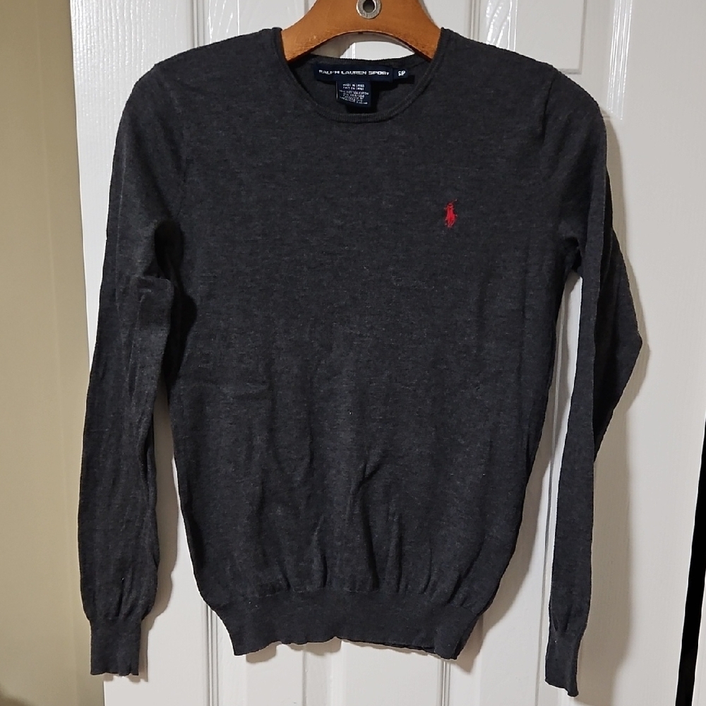 Polo by Ralph Lauren Charcoal Gray Crewneck Sweater with Red Pony
